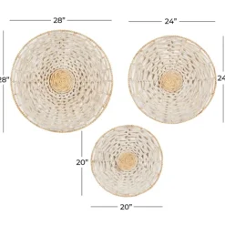 Wall Plaques-Kirkland's Home Cream Woven Dried Plant Wall Sculptures, Set Of 3 Ivory/Tan