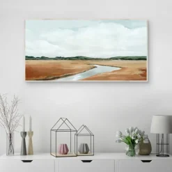 Framed Art-Kirkland's Home Creekside Landscape Framed Wall Art Brown/Blue/White