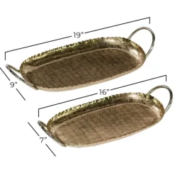 Decorative Trays-Kirkland's Home Crimped Edge 2-Pc. Decorative Tray Set Gold