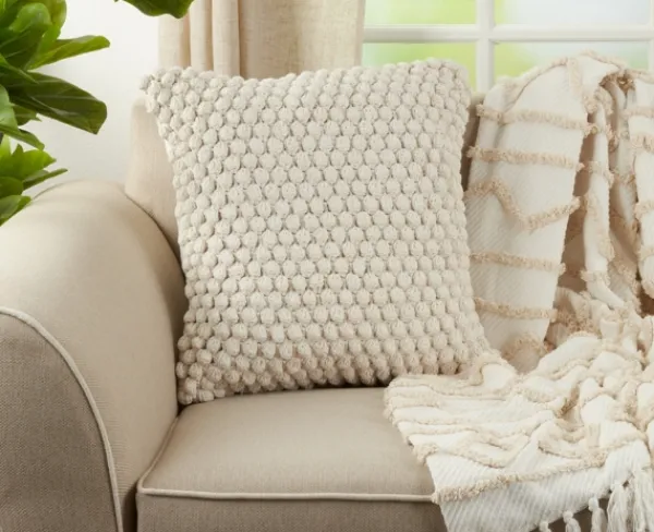 Pillows-Kirkland's Home Crochet Pom Pom Cotton Pillow White