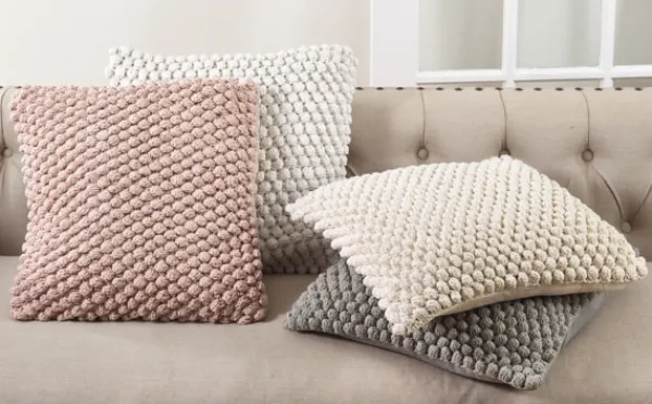 Pillows-Kirkland's Home Crochet Pom Pom Cotton Pillow White