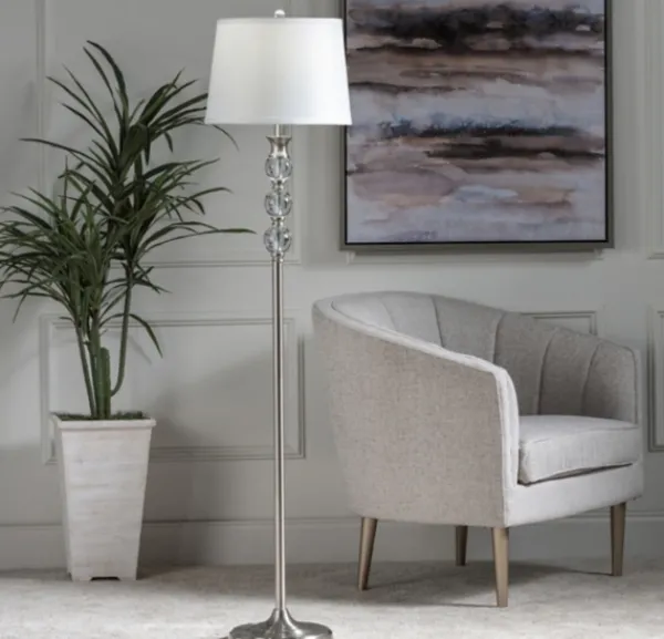 Floor Lamps-Kirkland's Home Crystal And Silver Metal Floor Lamp White
