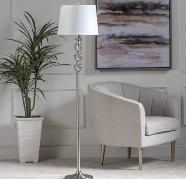 Floor Lamps-Kirkland's Home Crystal And Silver Metal Floor Lamp White