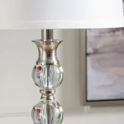 Floor Lamps-Kirkland's Home Crystal And Silver Metal Floor Lamp White