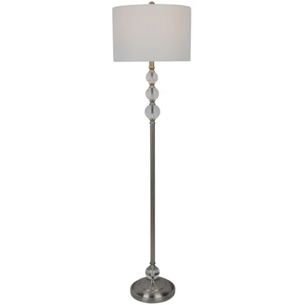 Floor Lamps-Kirkland's Home Crystal Orb Stacked Floor Lamp, 60 In. White