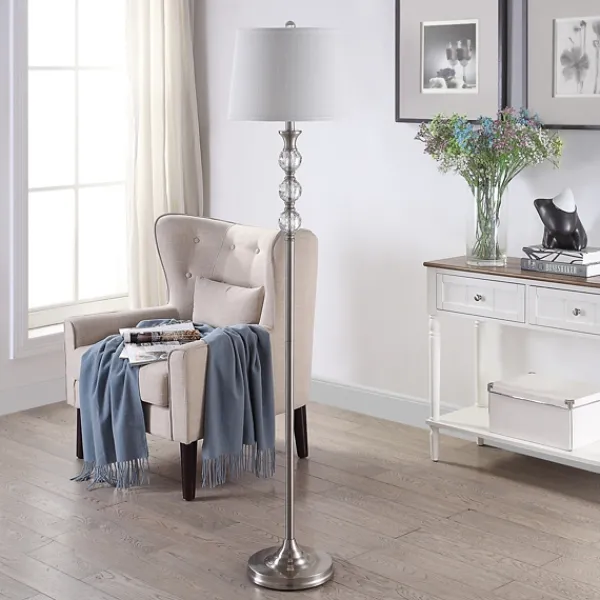 Floor Lamps-Kirkland's Home Crystal Orb Stacked Floor Lamp White