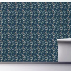 Wall Murals & Wall Decals-Kirkland's Home Curious Blue Floral Peel And Stick Wall Mural Blue/Multi