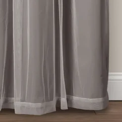 Curtains & Drapes-Kirkland's Home Curtain Panel Set With Overlay, 95 In. Gray