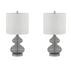 Table Lamps-Kirkland's Home Curved Gray Glass Table Lamps, Set Of 2 White