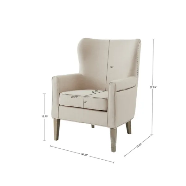 Accent Chairs-Kirkland's Home Curved Wingback Accent Chair Ivory