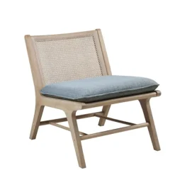 Accent Chairs-Kirkland's Home Cushion Ash Cane Back Accent Chair Blue