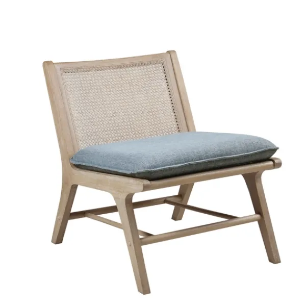 Accent Chairs-Kirkland's Home Cushion Ash Cane Back Accent Chair Blue