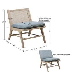 Accent Chairs-Kirkland's Home Cushion Ash Cane Back Accent Chair Blue
