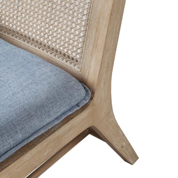 Accent Chairs-Kirkland's Home Cushion Ash Cane Back Accent Chair Blue