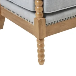 Accent Chairs-Kirkland's Home Cushion Beaded Wood Frame Accent Chair Blue