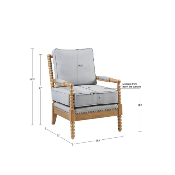 Accent Chairs-Kirkland's Home Cushion Beaded Wood Frame Accent Chair Blue