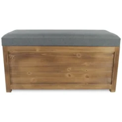 Benches & Ottomans-Kirkland's Home Cushioned Storage Benches, Set Of 2 Gray