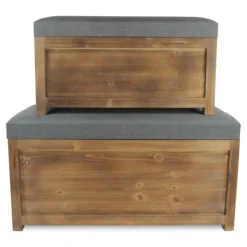 Benches & Ottomans-Kirkland's Home Cushioned Storage Benches, Set Of 2 Gray