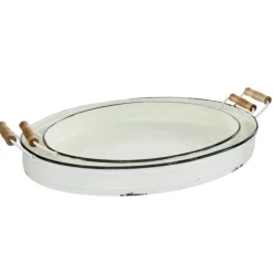 Decorative Trays-Kirkland's Home Daisy Farmhouse 2-Pc. Decorative Tray Set White