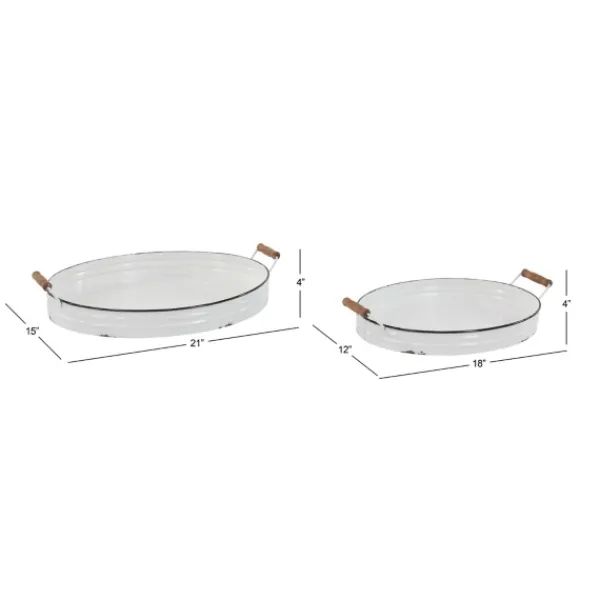 Decorative Trays-Kirkland's Home Daisy Farmhouse 2-Pc. Decorative Tray Set White