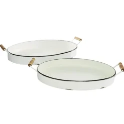 Decorative Trays-Kirkland's Home Daisy Farmhouse 2-Pc. Decorative Tray Set White