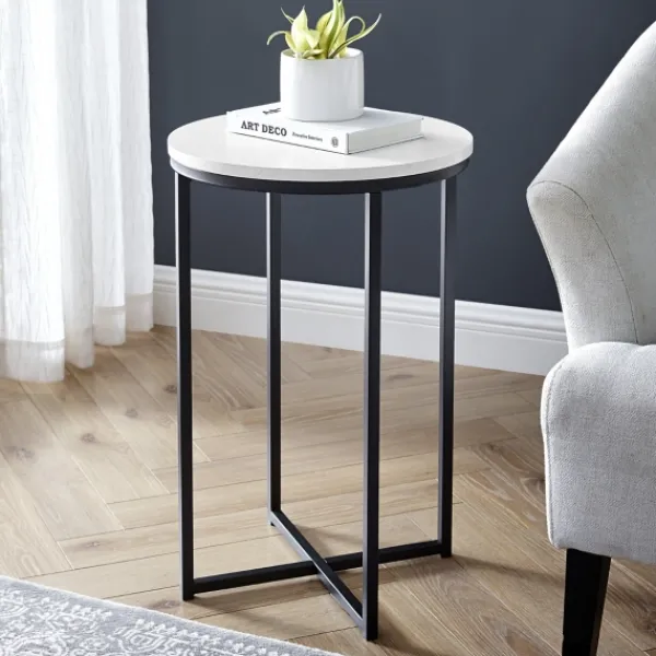 Accent & End Tables-Kirkland's Home Daisy Faux Marble X Base Accent Table