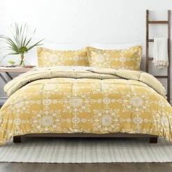Comforters-Kirkland's Home Daisy Medallion King 3-Pc. Comforter Set Yellow