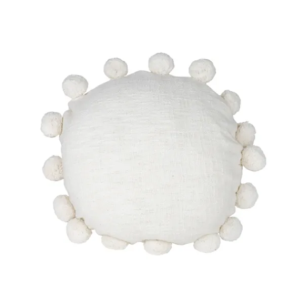 Pillows-Kirkland's Home Daisy Soft Poms Round Throw Pillow White