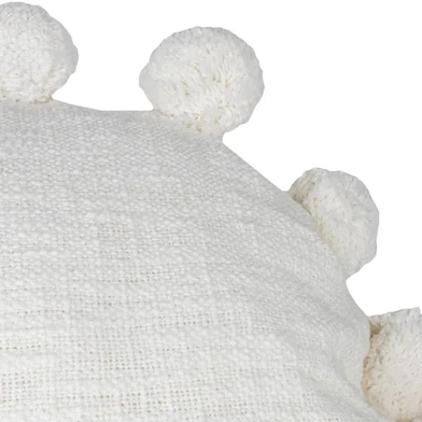 Pillows-Kirkland's Home Daisy Soft Poms Round Throw Pillow White