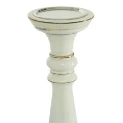 Candle Holders-Kirkland's Home Daisy White Rustic 3-Pc. Candle Holder Set White/Brown