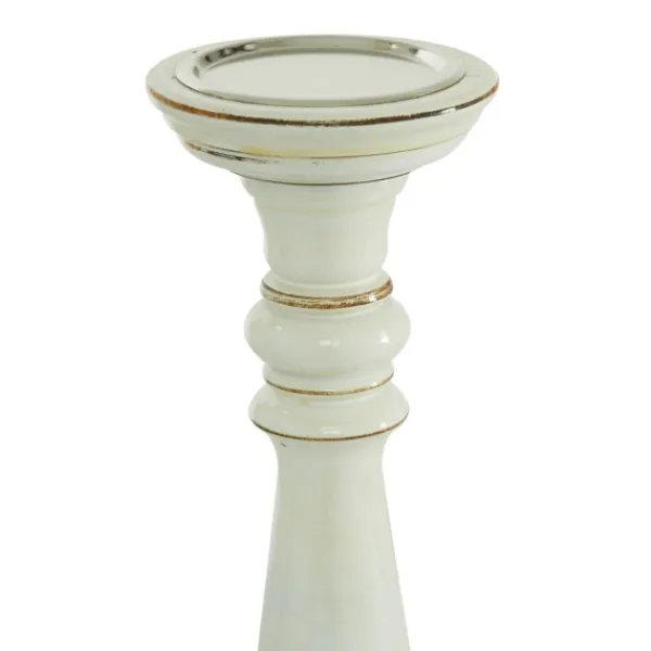 Candle Holders-Kirkland's Home Daisy White Rustic 3-Pc. Candle Holder Set White/Brown