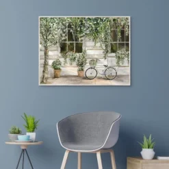 Framed Art-Kirkland's Home Dans La Ville Framed Canvas Art Print Green/White