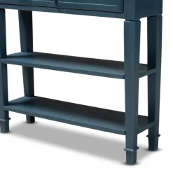 Console Tables-Kirkland's Home Daphne Blue Bayur Wood Two-Shelf Console Table