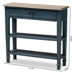 Console Tables-Kirkland's Home Daphne Blue Bayur Wood Two-Shelf Console Table