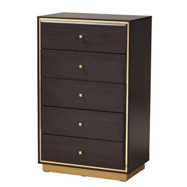 Dressers & Chests-Kirkland's Home Dark And Gold Wood 3-Pc. Dresser Set Brown