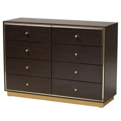 Dressers & Chests-Kirkland's Home Dark And Gold Wood 3-Pc. Dresser Set Brown