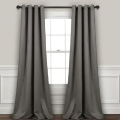 Curtains & Drapes-Kirkland's Home Dark Blackout Curtain Panel Set, 95 In. Gray