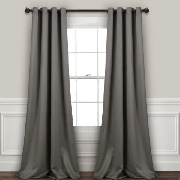 Curtains & Drapes-Kirkland's Home Dark Blackout Curtain Panel Set, 95 In. Gray