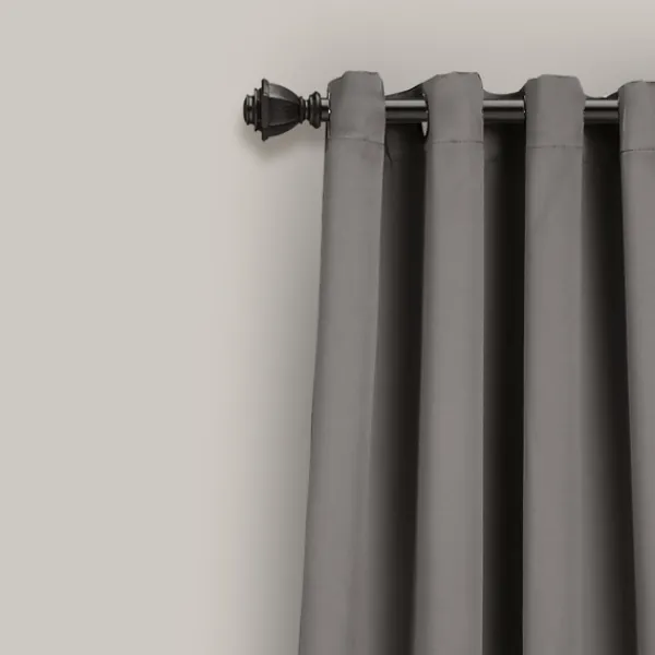 Curtains & Drapes-Kirkland's Home Dark Blackout Curtain Panel Set, 95 In. Gray
