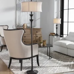 Floor Lamps-Kirkland's Home Dark Bronze Metal Flare Floor Lamp Tan