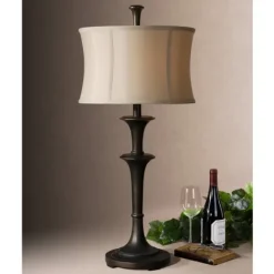 Table Lamps-Kirkland's Home Dark Bronze Metal Flare Table Lamp Tan