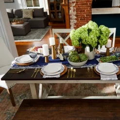 Dining Tables-Kirkland's Home Dark Brown And Ivory Jackson Dining Table Brown/Ivory