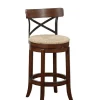 Bar Stools & Counter Height Stools-Kirkland's Home Dark Brown Wood And Seagrass Swivel Bar Stool Tan