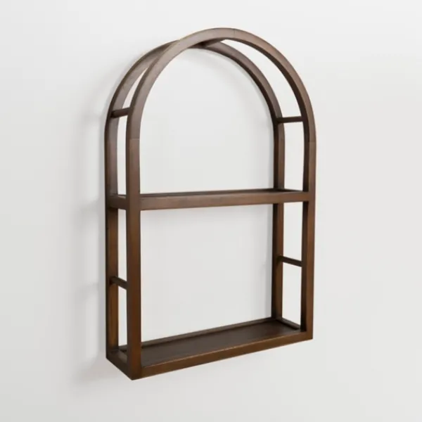 Shelves-Kirkland's Home Dark Brown Wood Arched Wall Shelf