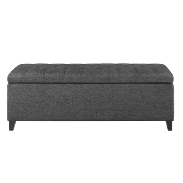 Benches & Ottomans-Kirkland's Home Dark Button Tufted Storage Bench Gray