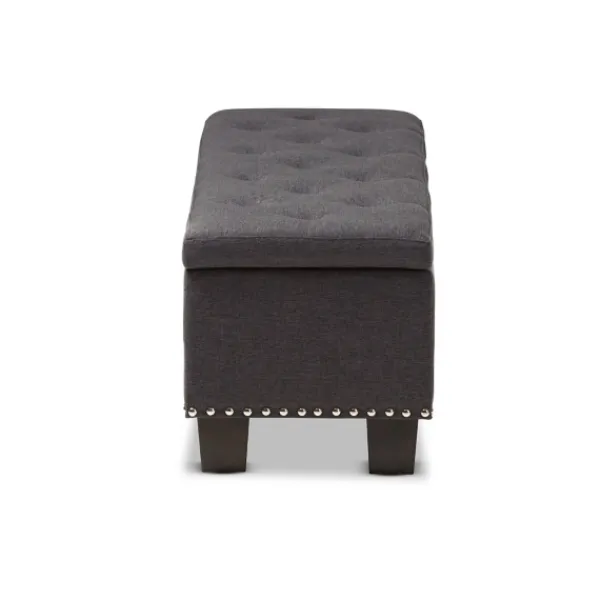 Entryway Furniture-Kirkland's Home Dark Button-Tufted Upholstered Storage Bench Gray