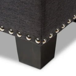 Entryway Furniture-Kirkland's Home Dark Button-Tufted Upholstered Storage Bench Gray