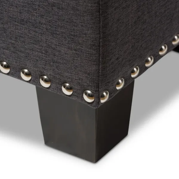 Entryway Furniture-Kirkland's Home Dark Button-Tufted Upholstered Storage Bench Gray