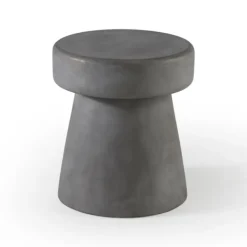 Accent & End Tables-Kirkland's Home Dark Concrete Sculpted Base Accent Table Gray