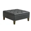 Benches & Ottomans-Kirkland's Home Dark Espresso Button Tufted Leather Ottoman Brown